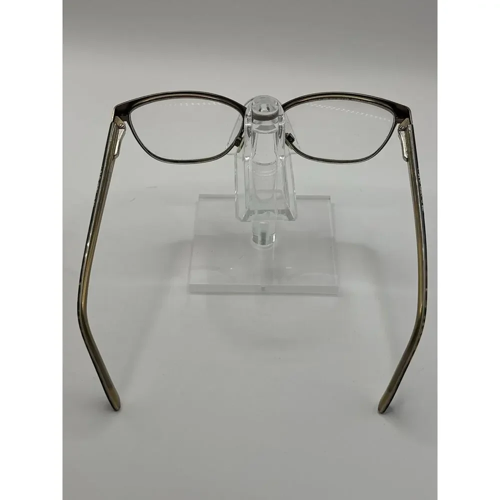 Bebe Women's Eyeglasses Brown Metal Rectangle Floral Temple Frames